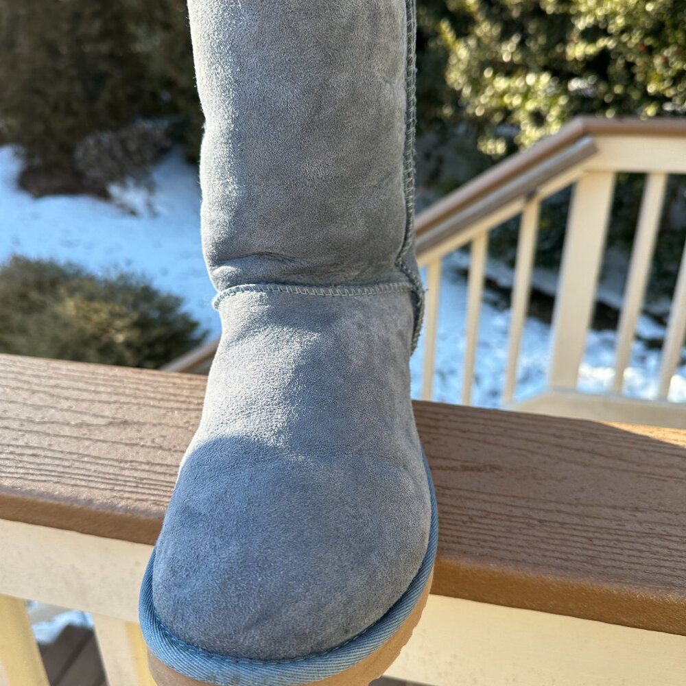 UGG Classic Short 5825 Blue Suede Round Toe Pull On Snow Boots Women Sz 11 - Picture 3 of 16